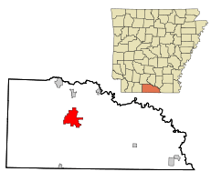 231px Union County Arkansas Incorporated and Unincorporated areas El Dorado Highlighted.svg
